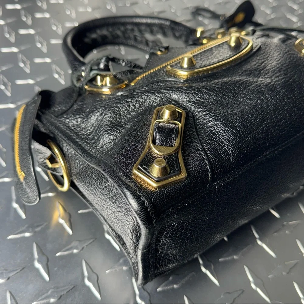 Balenciaga Metallic Edge Classic Moto Mini City Bag in Black GHW - Picture 4 of 11